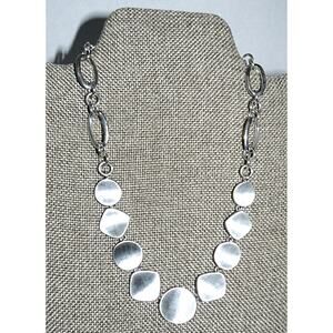 Vintage Monet Silver-Tone Geometric Link Reversible Necklace Adjustable 16-18"